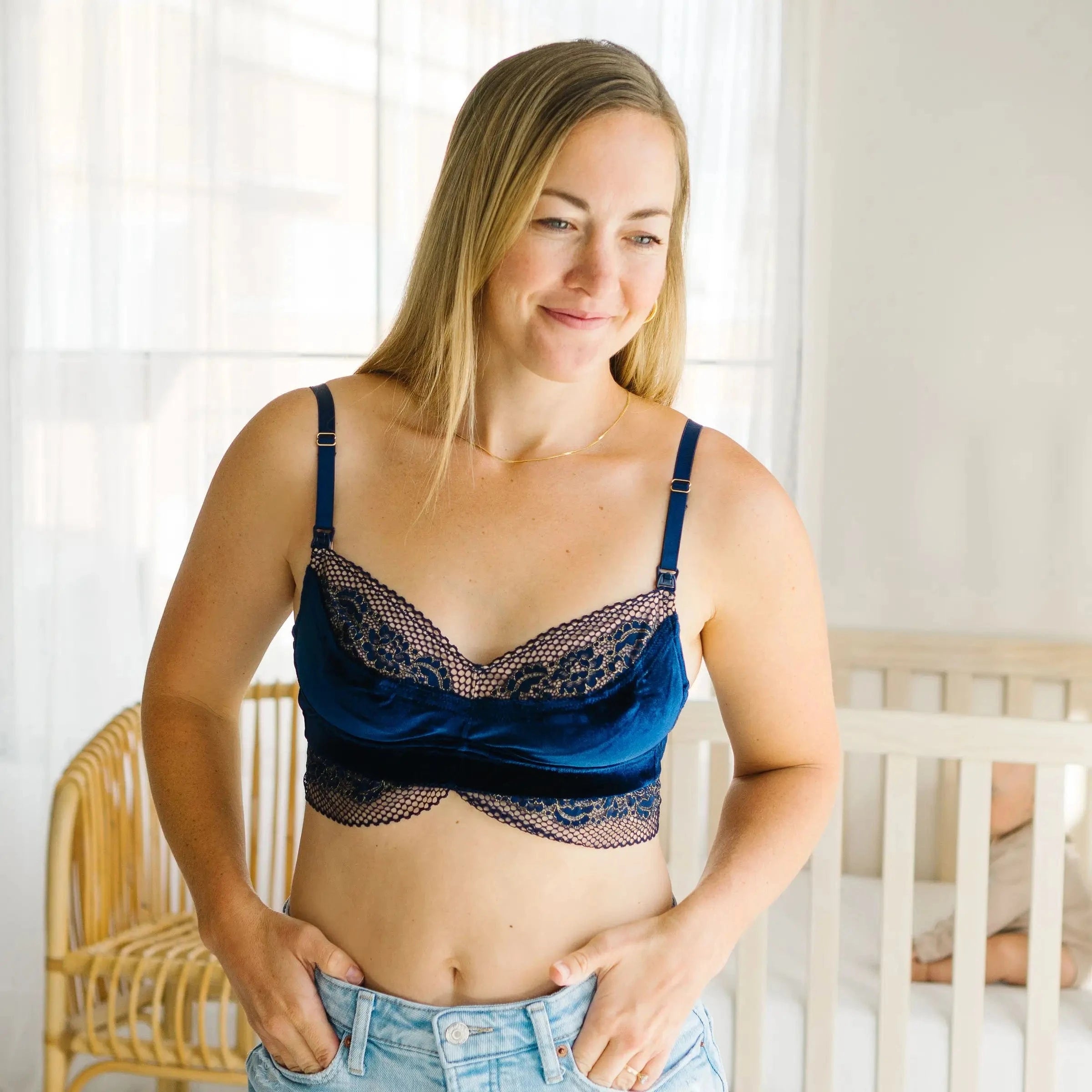 Jolie Luxe Nursing + Handsfree Pumping Bra - Indigo