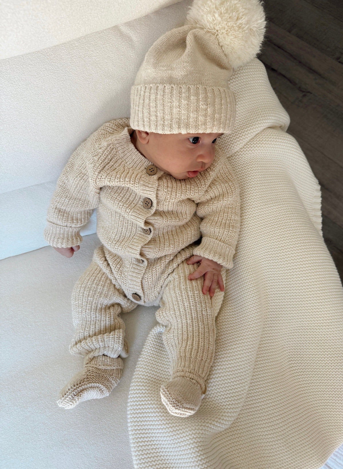 Classic Chunky Knit Jumpsuit - French Cream